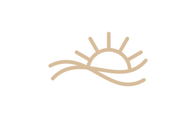 water waves and sun in the shape of circle abstract logo icon vector