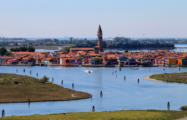 Colorful Island of Burano Venice photo taken from Torcello Island belltower