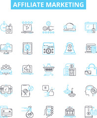 Affiliate marketing vector line icons set. Affiliate, Marketing, Network, Online, Commission, Program, Digital illustration outline concept symbols and signs