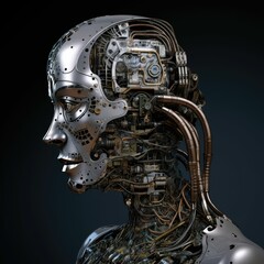 Obraz na płótnie Canvas female robot head high detail, generative AI