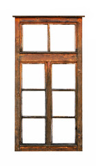 Fototapeta na wymiar Old brown wooden window on white background