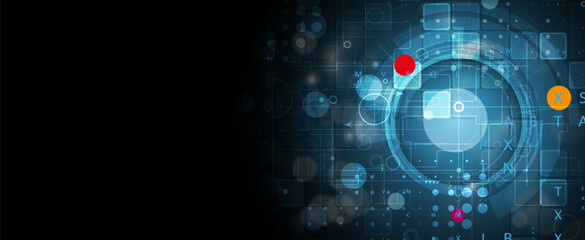 Quantum processing. Deep learning artificial intelligence. Future new technology  for business or science presentation