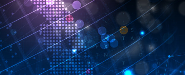 Quantum processing. Deep learning artificial intelligence. Future new technology  for business or science presentation