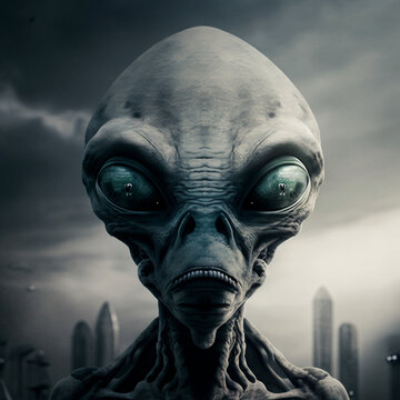 Portrait of an alien visit of the greys conspiracy of par.Generative AI.