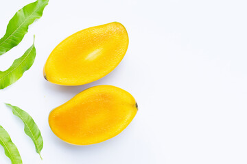 Naklejka na ściany i meble Tropical fruit, Mango on white background.