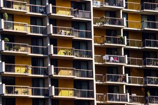 Abstract work of a building in a close-up manner with beautiful lines and colors from different perspectives, skyscrapers, architecture
