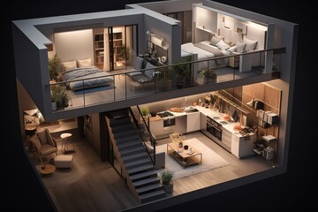 Modern two floor apartment, Generative AI