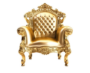 Gold luxury armchair isolated on a transparent. Generative AI