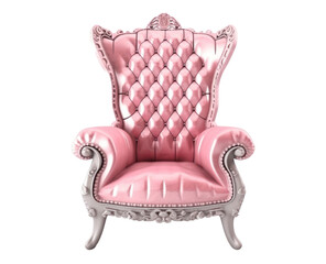 Pink armchair isolated on a transparent. Generative AI