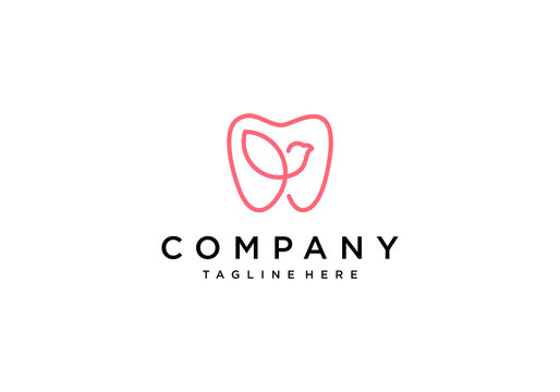 Dental bird logo tooth abstract design vector
