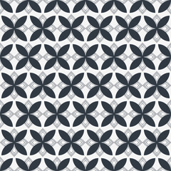 geometric black flower ornament seamless pattern