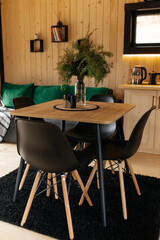 room table wooden house, house in the mountains