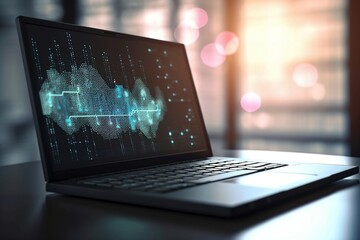 Data Insights on Open Laptop  created with Generative AI technology
