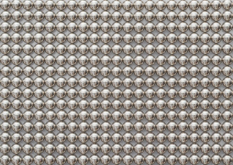 Little silver chrome magnetic balls arranged in rows. Seamless pattern background