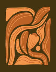 Abstract Naive Floral Handdrawn Botanical Posters Set. Modern Botanical Prints with Flowers in Contemporary Minimal Style. Vector Illustration