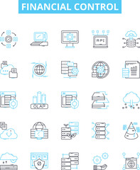 Financial control vector line icons set. Finance, Control, Accounting, Budgeting, Auditing, Risk, Taxation illustration outline concept symbols and signs