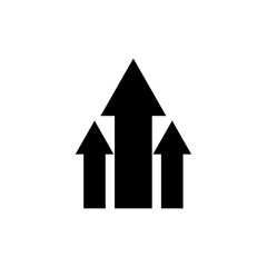 Fototapeta premium Growth arrow up. Grow upward chart icon. Black sign concept progress isolated on white background. Design for business print. Three arrows graphic. Growing trend ascend percentage. Vector illustration