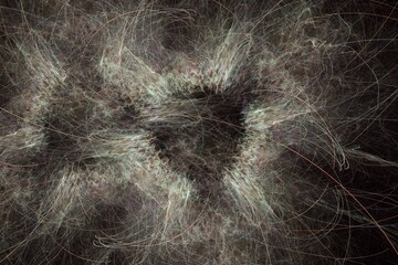 Brown pattern of curved lines on a black background. Abstract fractal 3D rendering