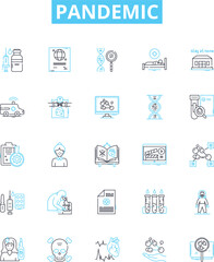 Pandemic vector line icons set. Coronavirus, Outbreak, Illness, Infectious, Epidemic, Contagion, Spread illustration outline concept symbols and signs