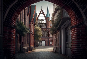Schnoorviertel, Bremen, Deutschland. Generative AI - obrazy, fototapety, plakaty