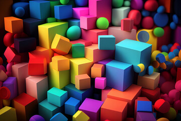 Fototapeta na wymiar rainbow of colorful blocks abstract background generative ai
