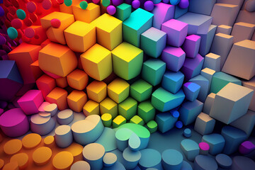 rainbow of colorful blocks abstract background generative ai