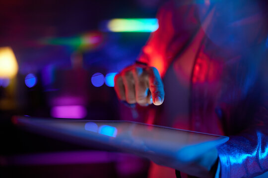 Closeup on business woman with tablet PC