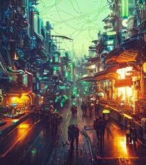 Cyberpunk Future Cityscape