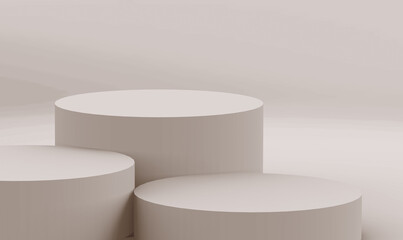 Abstract 3d brown color cylinder podium minimal studio background.