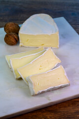 French white mold soft cow milk cheese Caprice des Dieux from Haute-Marne region, France
