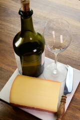Wine and cheese pairing, local Comte cheese produced in the Franche-Comté region and special and...