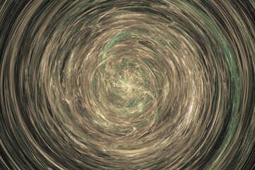 Brown swirling pattern of crooked waves on a black background. Abstract fractal 3D rendering