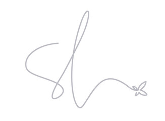 SL Signature Logo with butterfly. Handwritten monogram logo in clean monoline style.  Transparent...