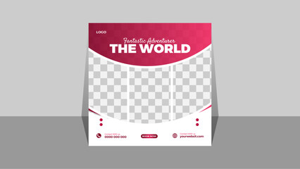 Fantastic Adventure The World social media post banner or square flyer design template