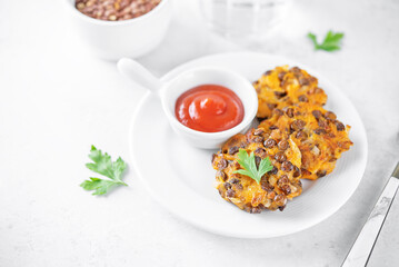 Sweet potato lentil fritters