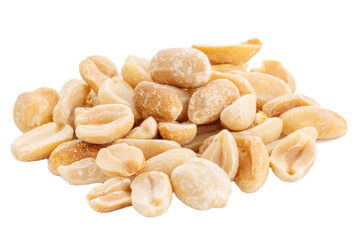 A group of peeled peanuts is isolated on a white background. 