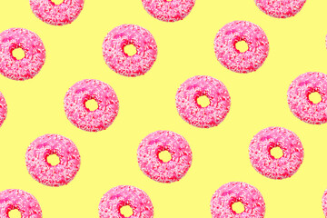 pink donuts on light yellow background big size