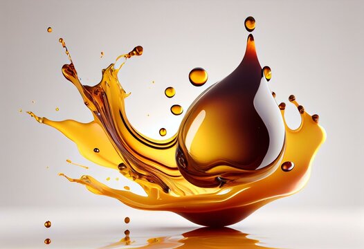 Cosmetic Essence oil Liquid drop with molecule on a white background. Generative AI