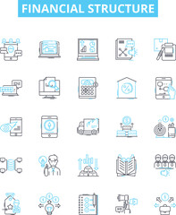 Financial structure vector line icons set. Finance, Structure, Capital, Funds, Assets, Equity, Debt illustration outline concept symbols and signs