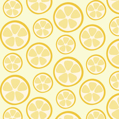 Simple lemon slice vector seamless pattern. Hand drawn vector illustration for summer romantic cover, tropical wallpaper, vintage texture