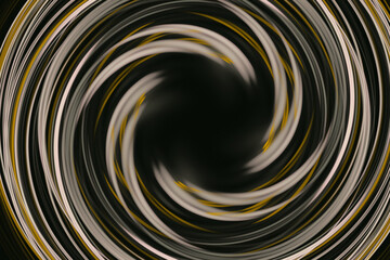 Brown swirling pattern of crooked waves on a black background. Abstract fractal 3D rendering