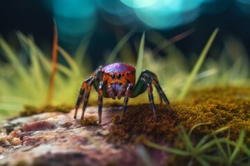 colorful spider standing on a rock