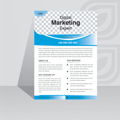 corporate flyer design template. modern , unique, abstract, layout, business , formal, cover, blue, white, gradient, typo, graphic, information, menu, ,