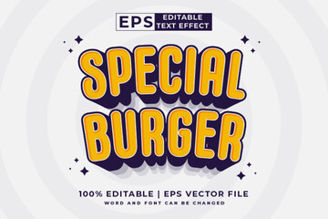 Editable text effect Special Burger 3d Cartoon Cute template style premium vector