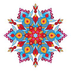 Colorful and unique floral ornamental mandala