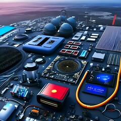 Fototapeta premium IoT Devices in Space Generative AI Artwork.