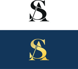 AS, SA, Letter Logo Alphabet Creative Initial - obrazy, fototapety, plakaty