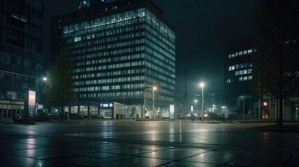 Fototapeta na wymiar night view of the city created with Generative AI technology