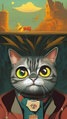 Cat illustration, Generative ai
