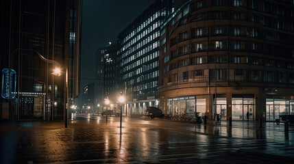 Fototapeta na wymiar night view of the city created with Generative AI technology